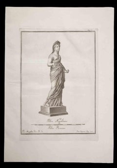 Statue romaine antique - gravure originale de Francesco Cepparoli - 18ème siècle