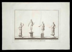 Ancient Roman Statues - Original Etching by Francesco Cepparoli - 1700s