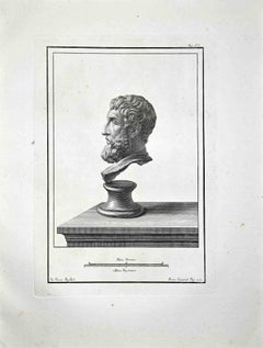 Bustes romains anciens - gravure par Francesco Cepparoli - fin du XVIIIe siècle