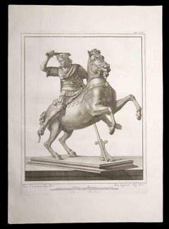 Legionnaire avec le cheval - eau-forte de Francesco Cepparoli - 18ème siècle