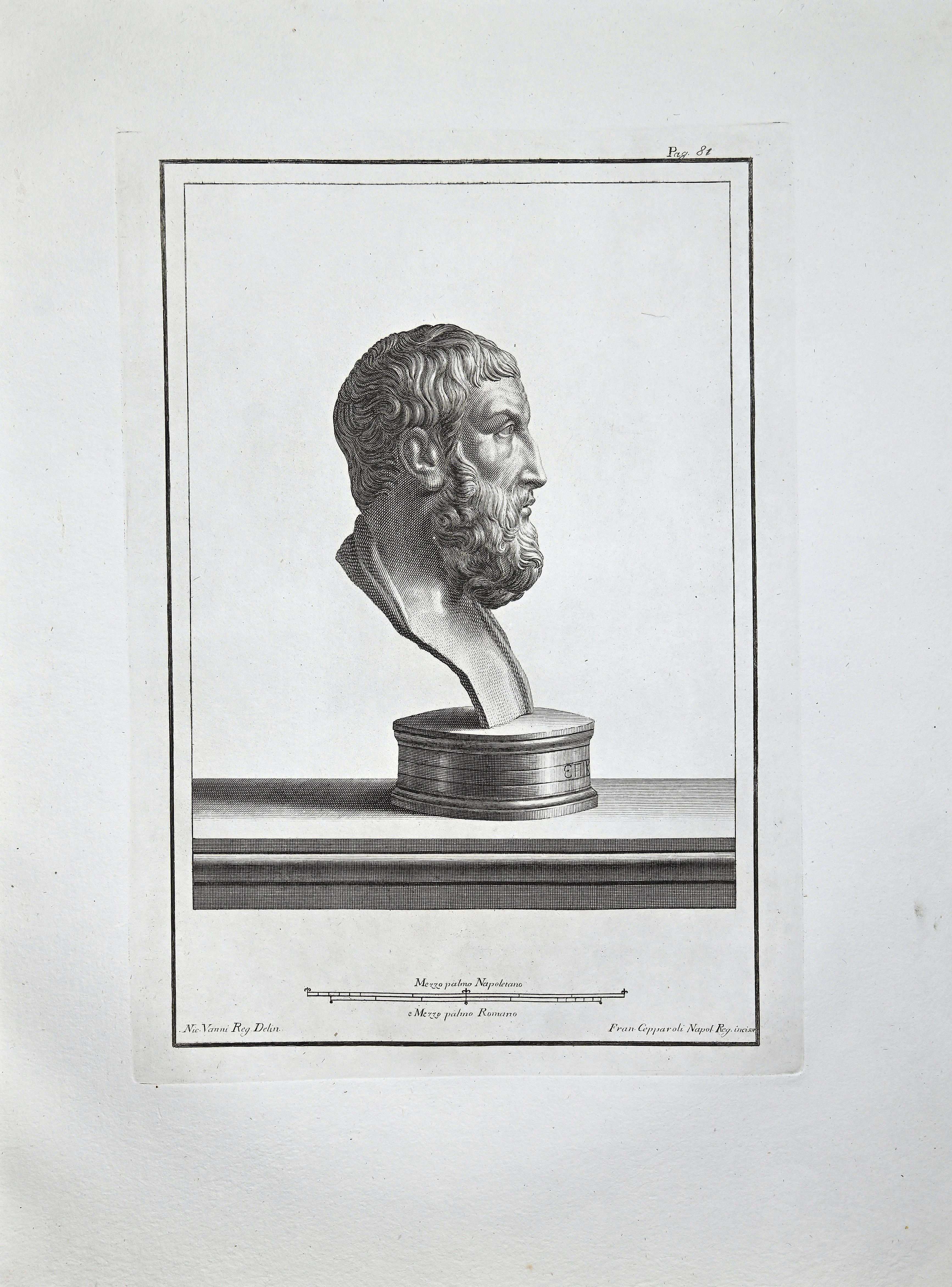 Profile of Ancient Roman Bust - Etching by F. Cepparoli - Late 18th Century