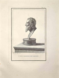 Profil du buste romain ancien - gravure de Francesco Cepparoli - fin du 18ème siècle