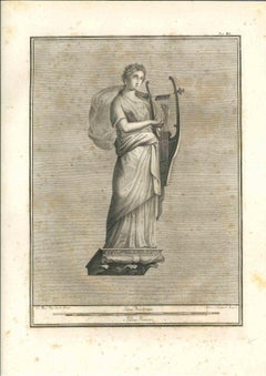 Fresco romain ancien - gravure originale de Francesco Cepparuli - 18ème siècle