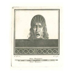 Masque théâtrale ancien - gravure  XVIIIe siècle