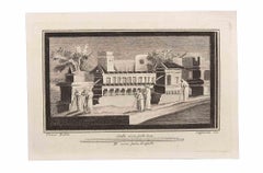 Landschaft mit Monumenten und Figuren – Radierung von F. Cepparuli – 18. Jahrhundert