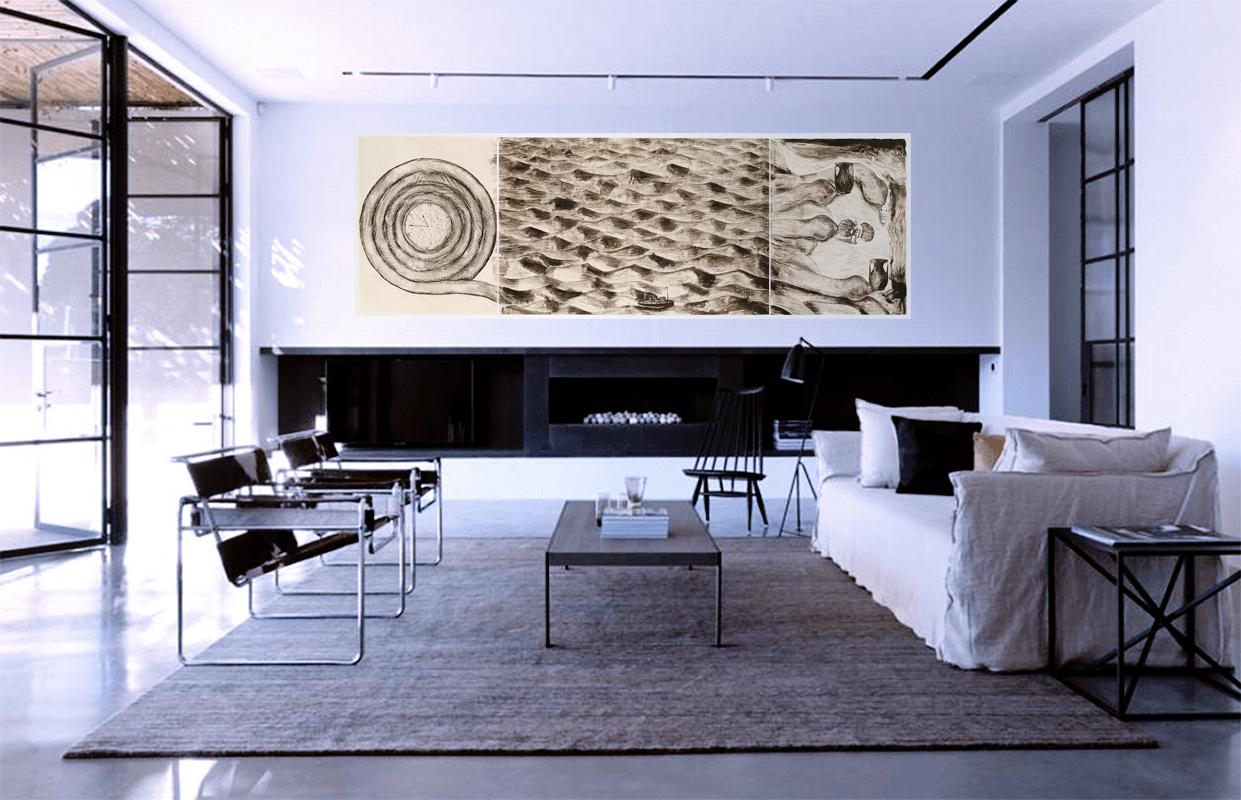 Clemente Untitled B: surreal mythical landscape, voyage with ocean, Venus, snake For Sale 5