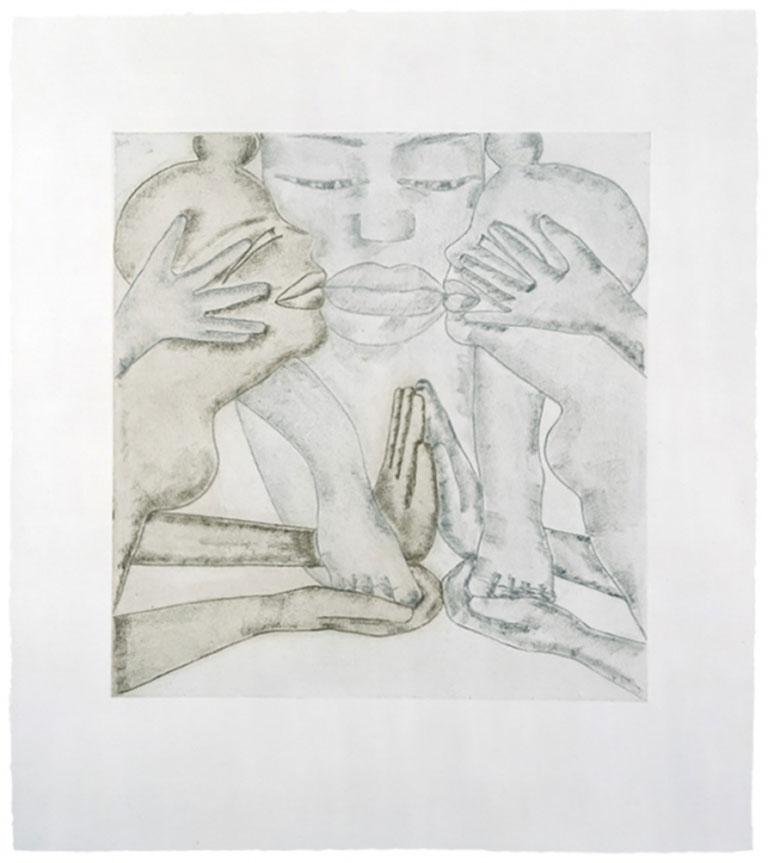 GEOGRAPHY, EAST
Year: 1992
Medium: 2-color, soft ground etching
Paper Size: 28 x 25 inches (71 x 64 cm)
Plate Size: 19 x 18 inches (48 x 46 cm)
Edition: 60
Price: $6,000 

Suite of four also available 

Francesco Clemente was born in Naples, Italy,
