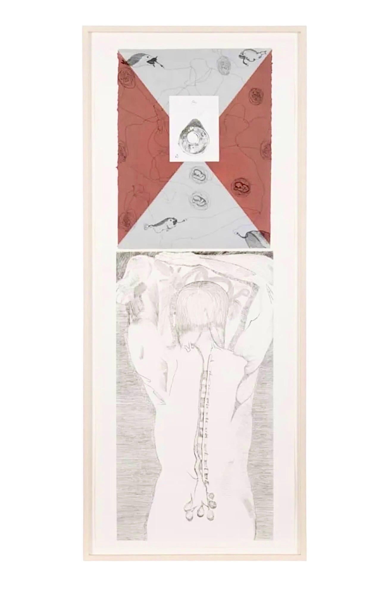 Francesco Clemente (Italien né en 1952), 
This side up / Telemone #2, 
1981
Moyen :	Gravure en creux sur fond dur, aquatinte en couleur, pointe sèche et gravure sur fond mou avec chine collé (papier fait à la main) monté sur papier Arches 88.
Signée