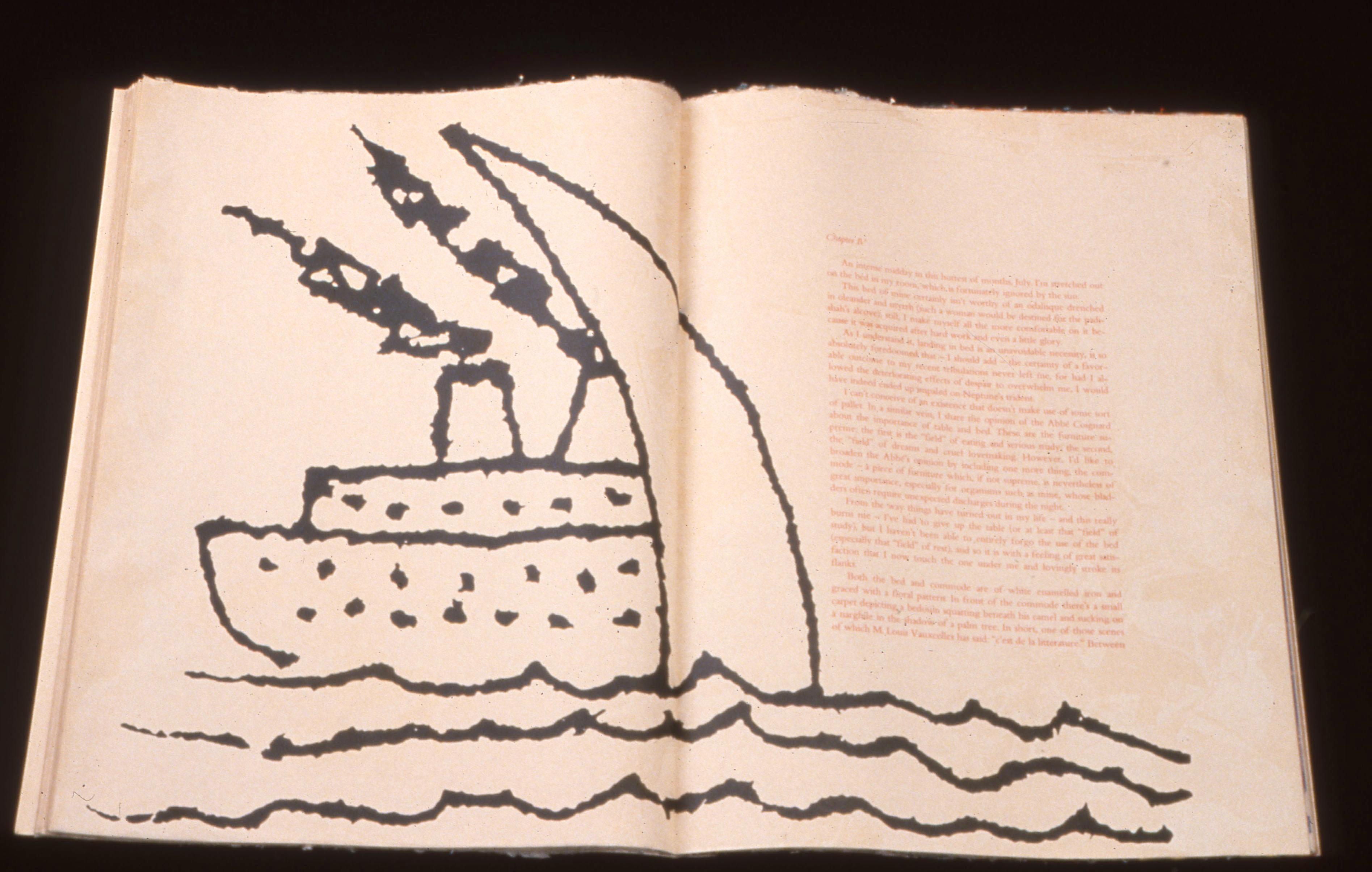 The Departure of the Argonaut (book) - Beige Landscape Print by Francesco Clemente