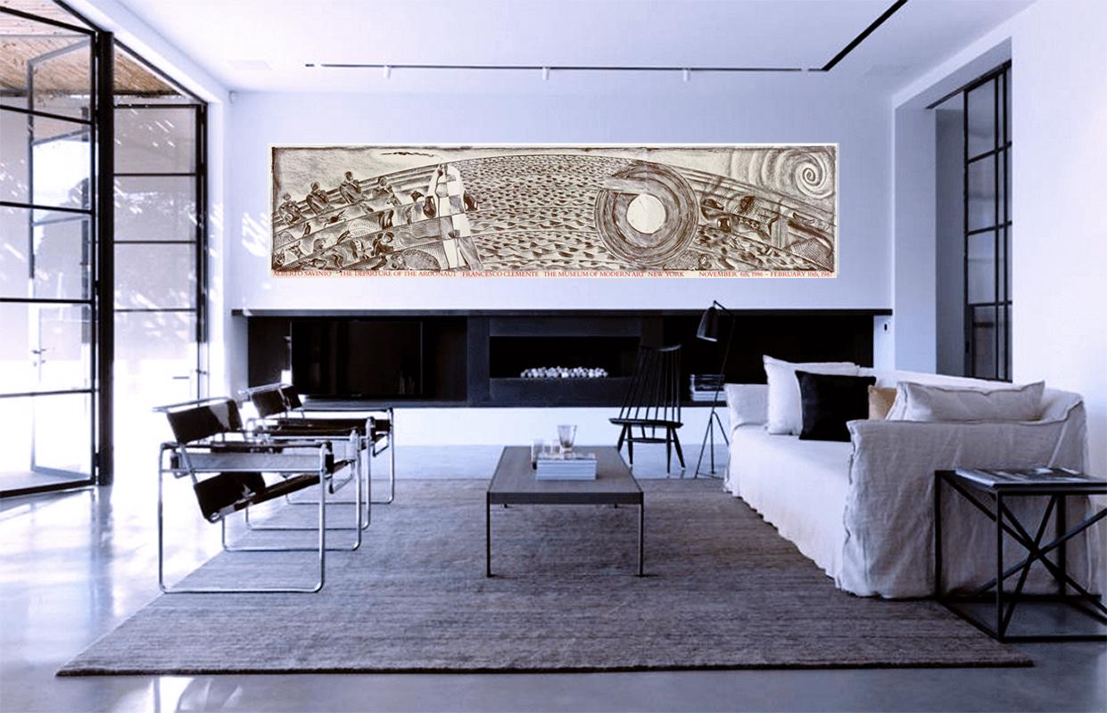 Quest'opera in tre parti di 3 metri è stata stampata dalle lastre del paesaggio mitologico Untitled A di Francesco Clemente in occasione della mostra del MoMA di New York del 1986 su La partenza dell'Argonauta di Clemente. La mostra ha presentato