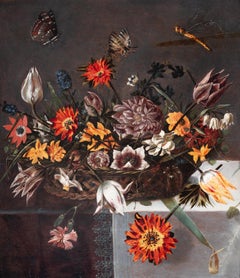 Nature morte de fleurs sur une corniche
