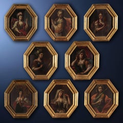 Antique Gruppo 8 dipinti Eroine dell’antichità, Francesco Conti, XVIII secolo