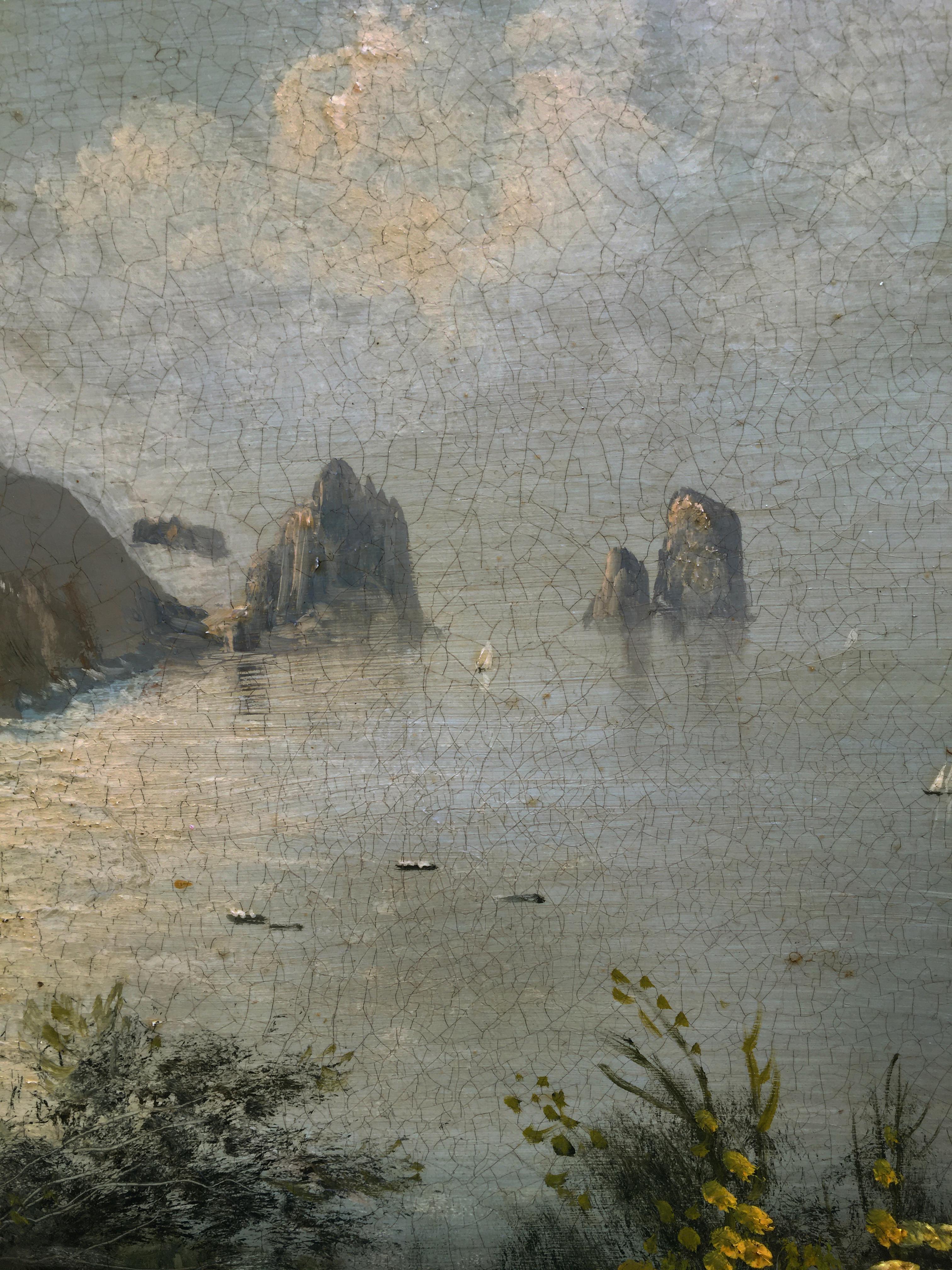 VIEW OF CAPRI -Posillipo School - Italain Landscape Oil on Canvas Painting For Sale 2