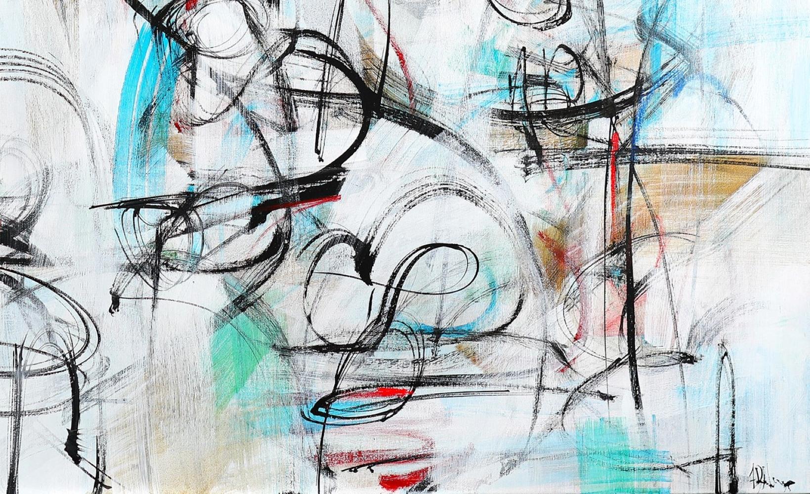 „Contralto“ Abstrakte Mischtechnik Leinwand Italienische Malerei Musik Rhythmus Farben im Angebot 5