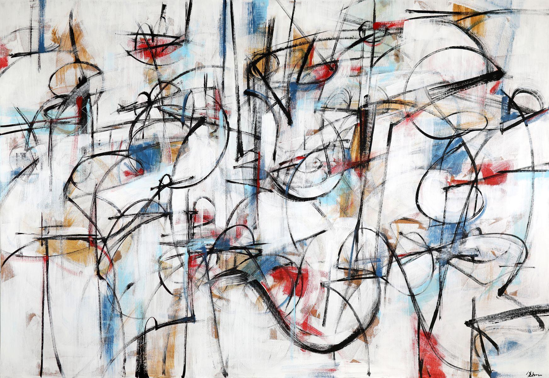 "Pentafonica" abstract mixed media on canvas Italian painting musical rhythm  - Mixed Media Art by Francesco D'adamo
