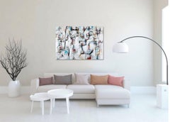 "Quadriade" tela astratta a tecnica mista pittura italiana ritmo musicale colori