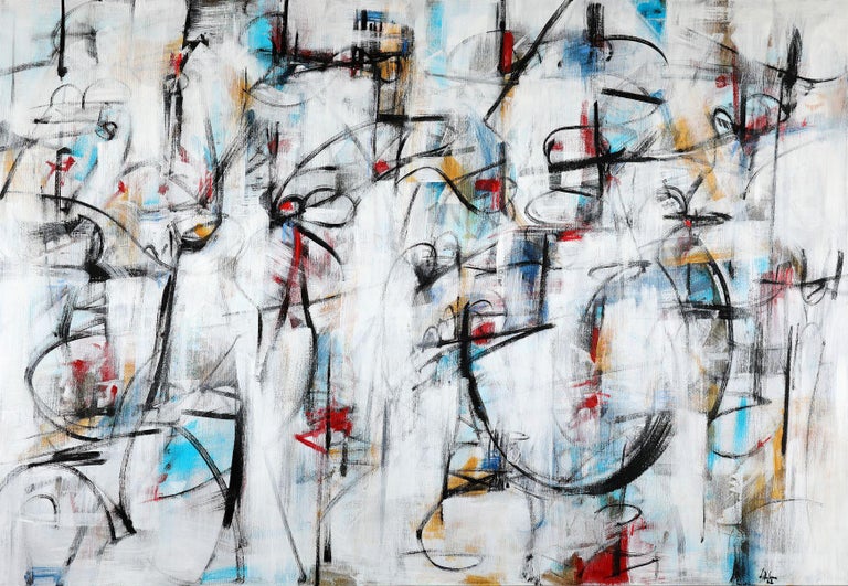 "Quadriade" abstract mixed media canvas Italian painting musical rhythm colors - Mixed Media Art by Francesco D'adamo