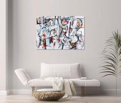 "Romanza" tela astratta a tecnica mista pittura italiana ritmo musicale colori