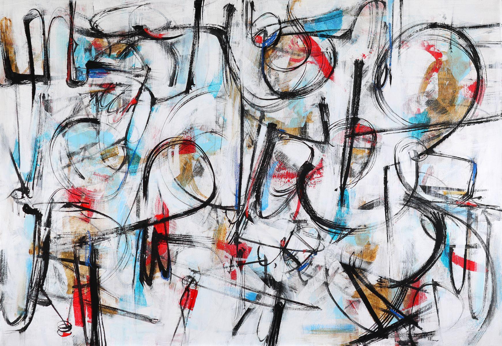 "Romanza" abstract mixed media canvas Italian painting musical rhythm colors - Mixed Media Art by Francesco D'adamo