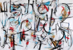 "Romanza" abstract mixed media canvas Italian painting musical rhythm colors