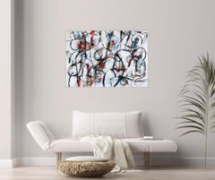 "Temperamento" tela astratta a tecnica mista pittura italiana ritmo musicale colore