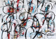 "Temperamento" abstract mixed media canvas Italian painting musical rhythm color