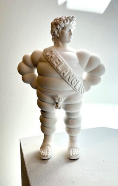 Michelangelo pop art sculpture résine blanche contemporaine figurative 