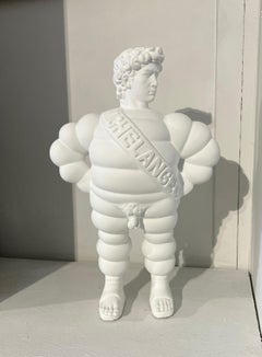 Michelangelo pop art sculpture résine blanche contemporaine figurative 