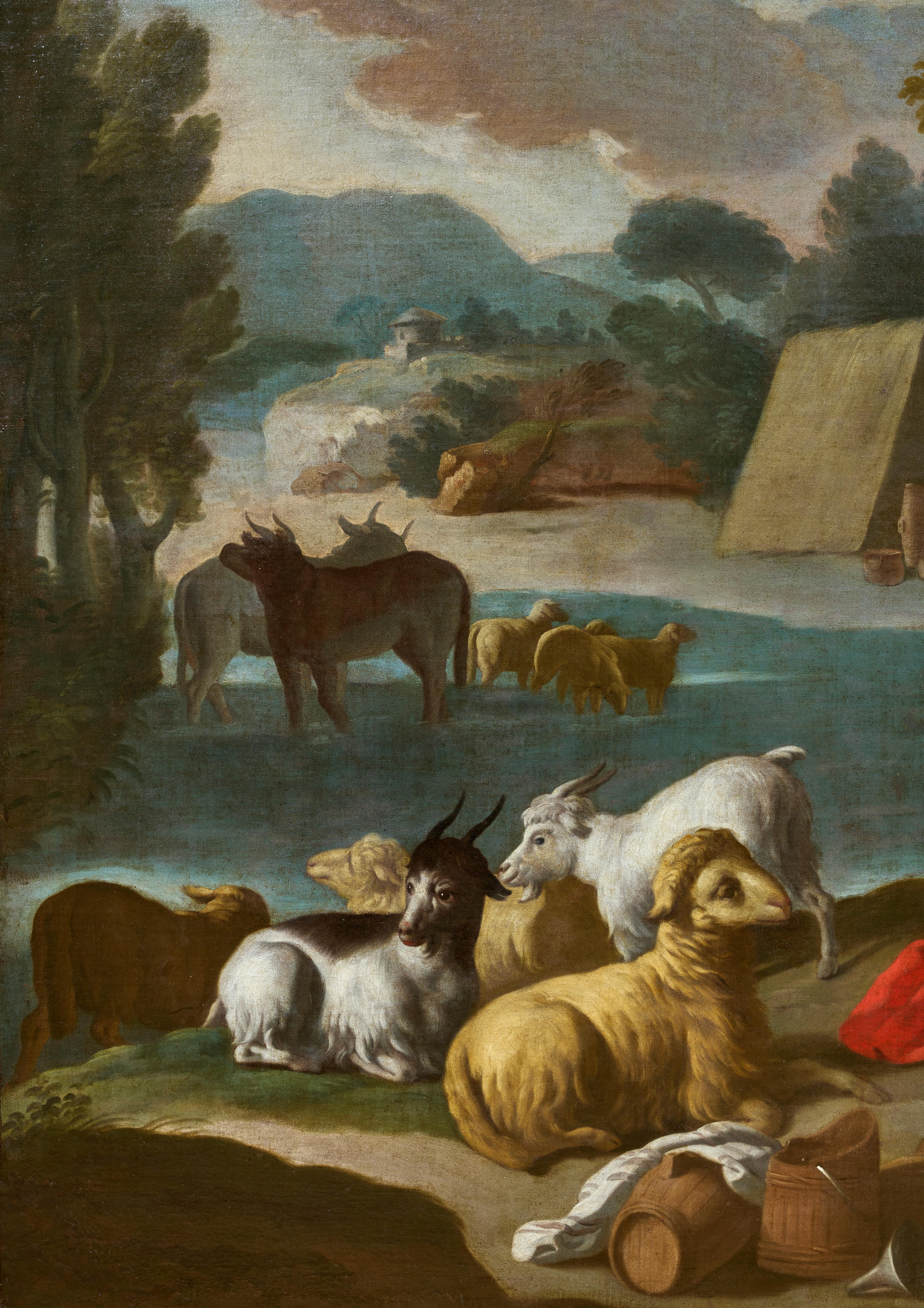 Herminia et les bergers, une peinture de Francesco de Mura (Napoli, 1696 - 1782) en vente 3