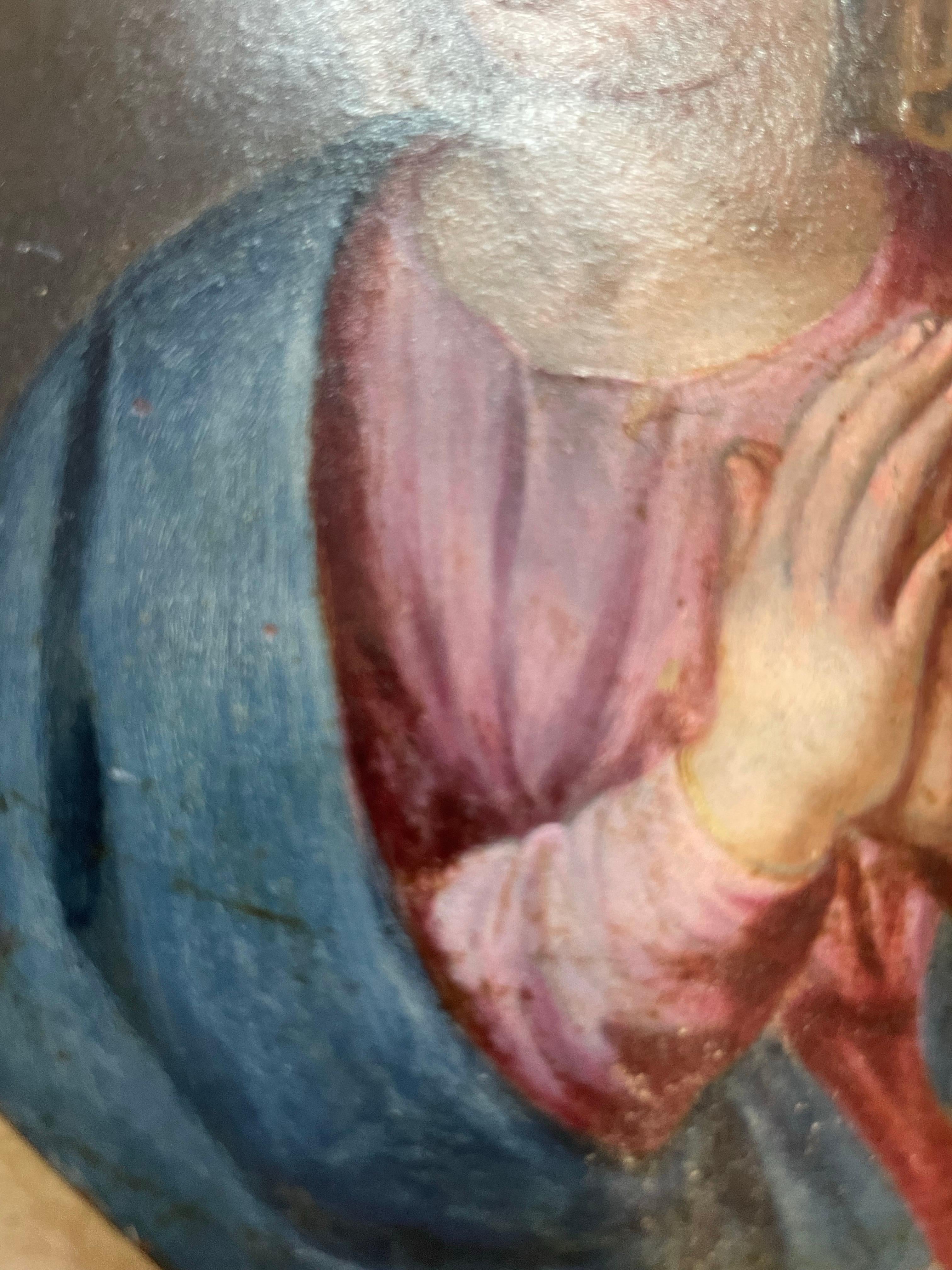 Vierge en prière - huile sur cuivre, école napolitaine, début du XVIIIe siècle en vente 5