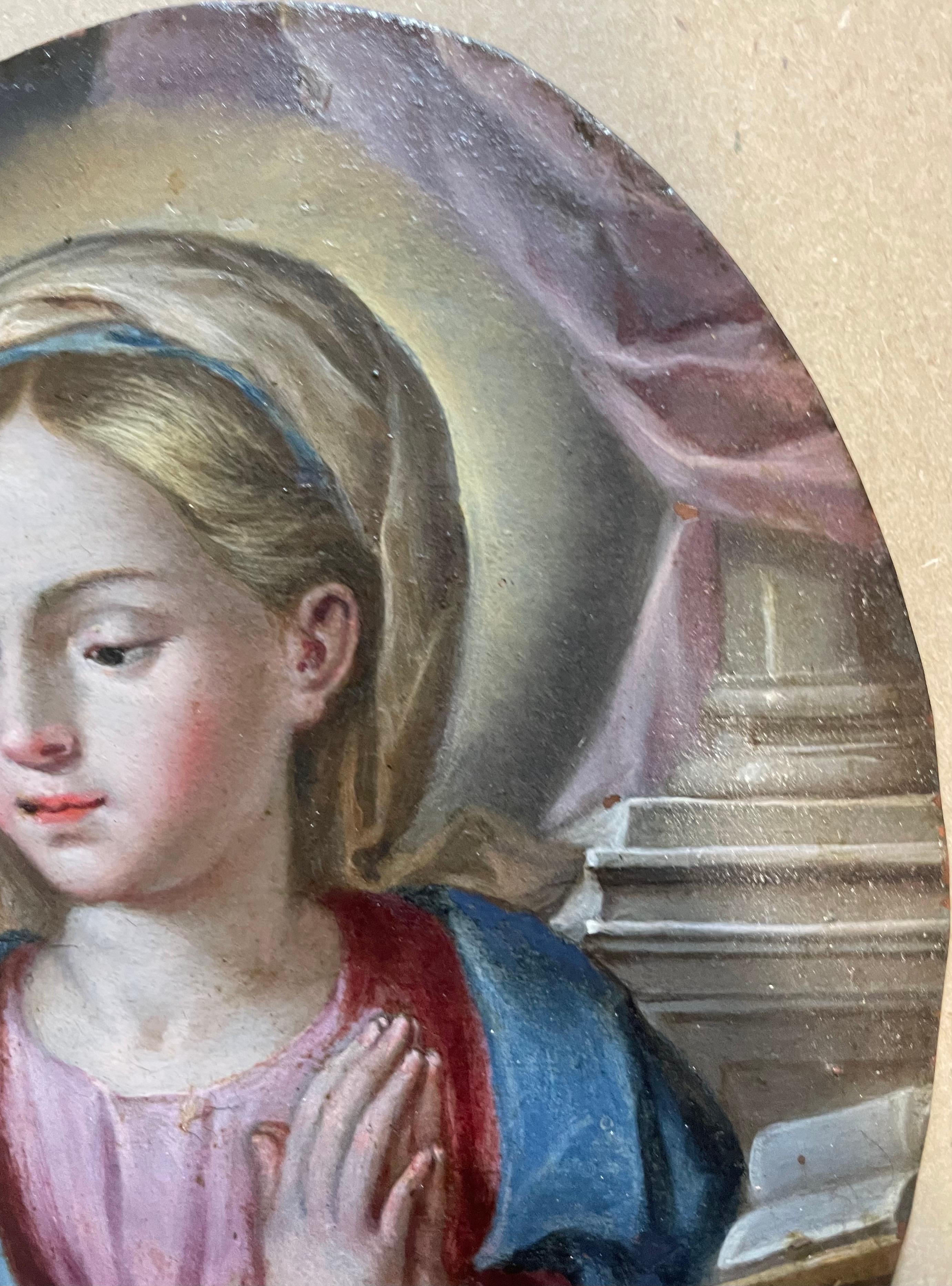 Vierge en prière - huile sur cuivre, école napolitaine, début du XVIIIe siècle en vente 1