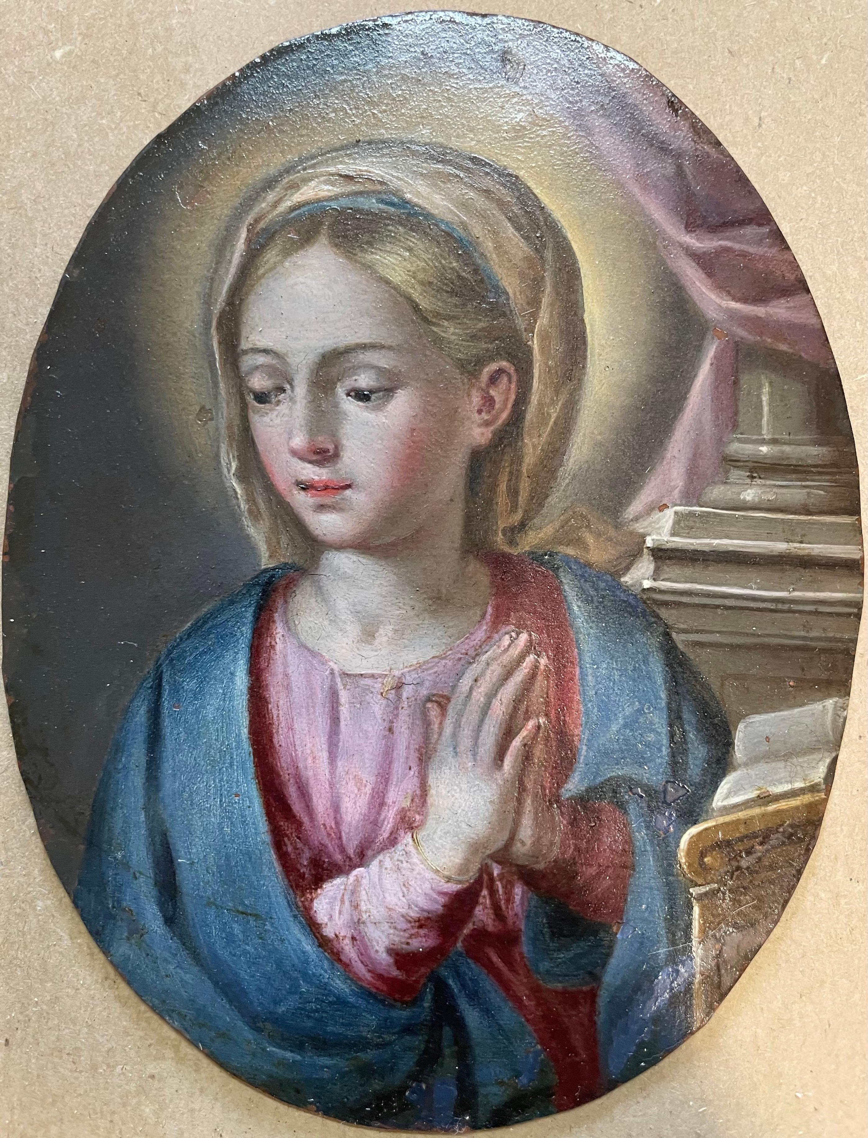 Betende Madonna - Öl auf Kupfer, Neapolitanische Schule, frühes 18.