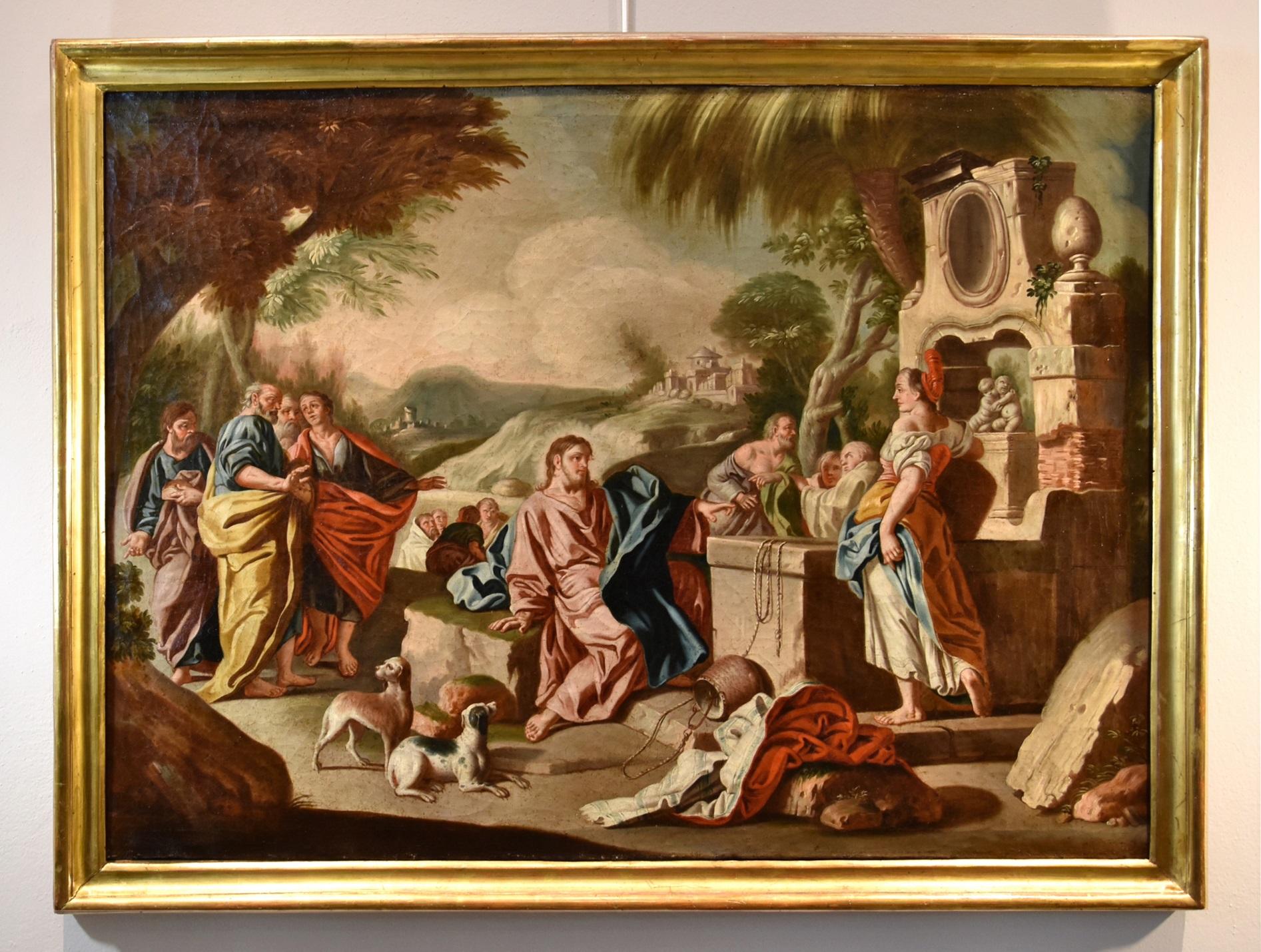 Christ Samaritan De Mura Paint 18th Century Oil on canvas Old master Napoli Art - Painting by Francesco de Mura (Naples 1696-1782)
