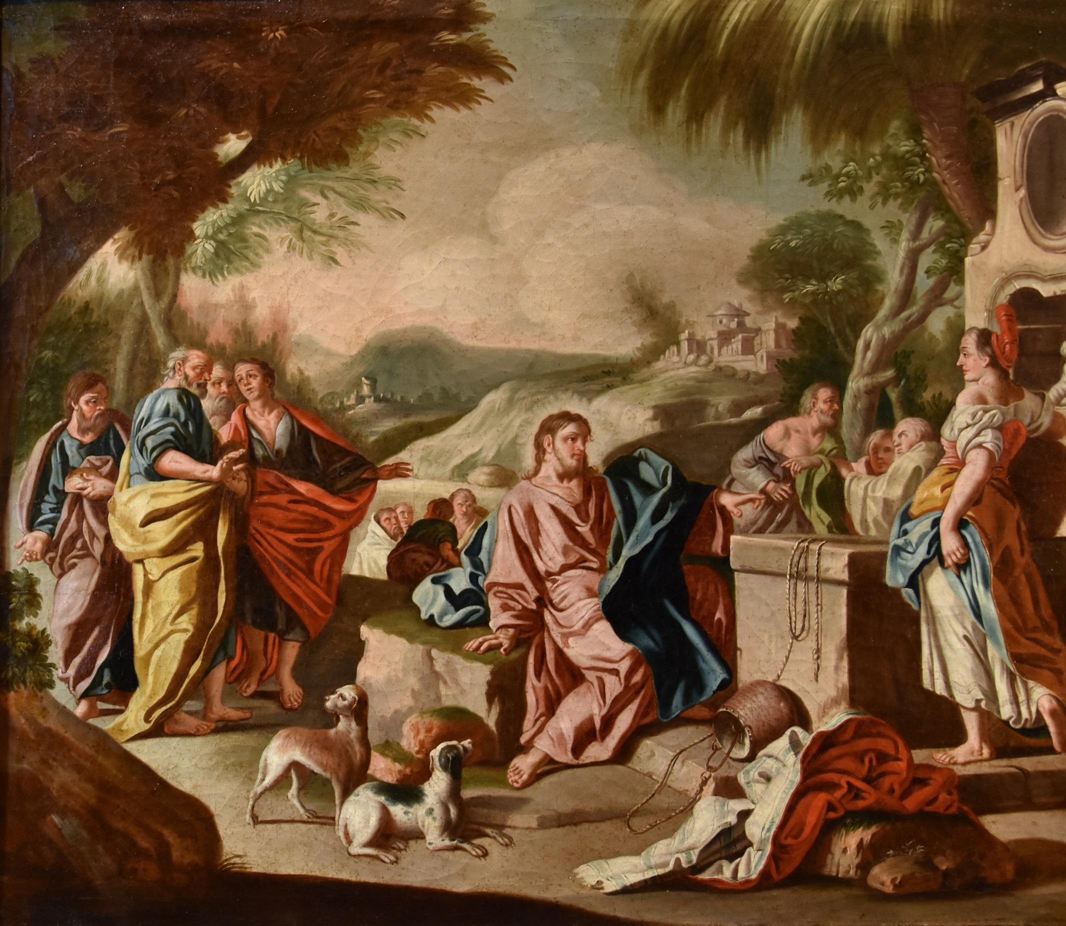 Christ Samaritan De Mura Paint 18th Century Oil on canvas Old master Napoli Art - Old Masters Painting by Francesco de Mura (Naples 1696-1782)