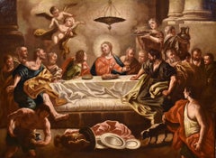 Last Supper Dinner De Mura Paint Oil on canvas Old master 18th Century Italian