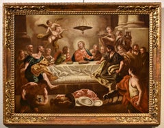 Last Supper Dinner De Mura Paint Oil on canvas Old master 18th Century Italian