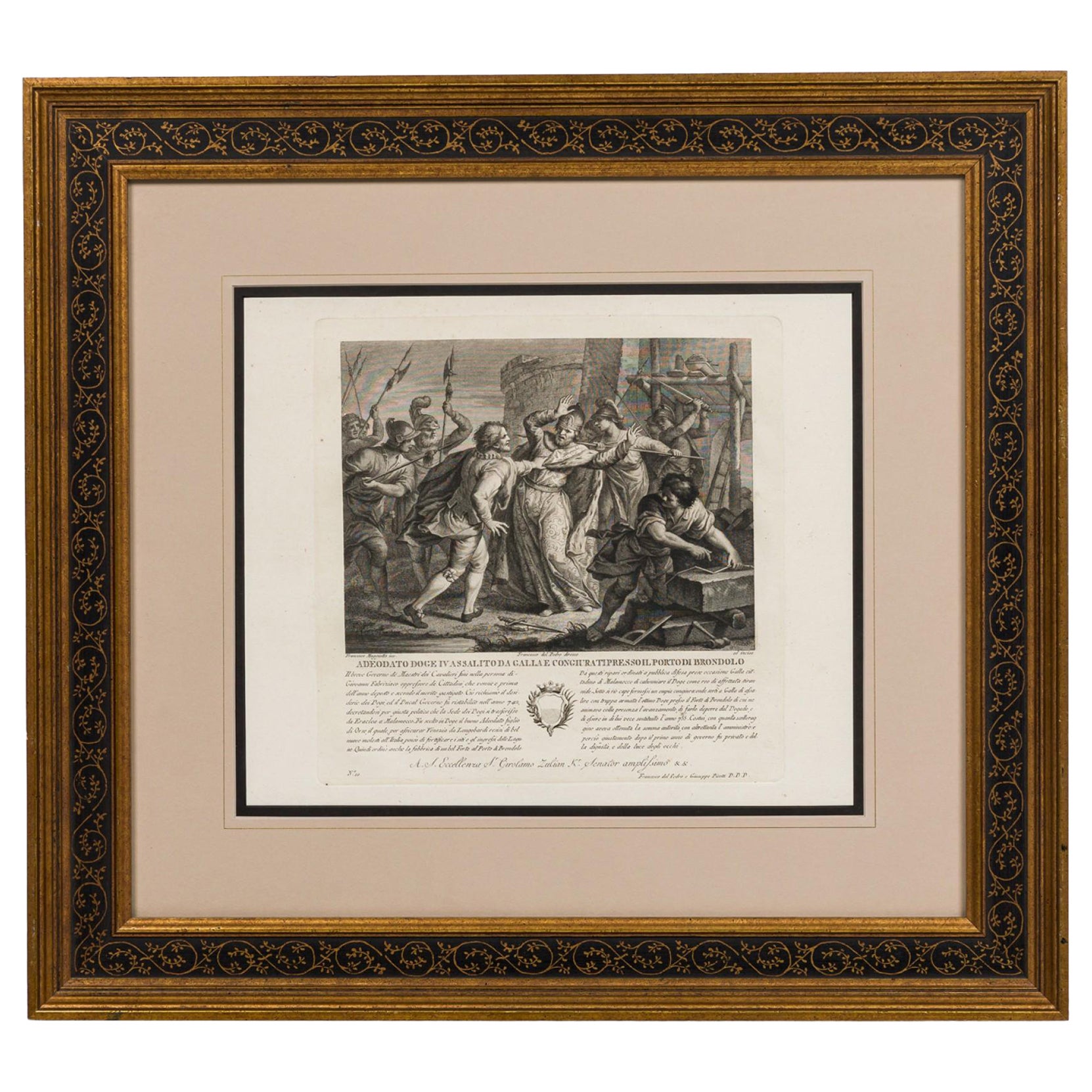 Francesco del Pedro Neo-classic Assassination of Adeodato Doge IV Lithograph