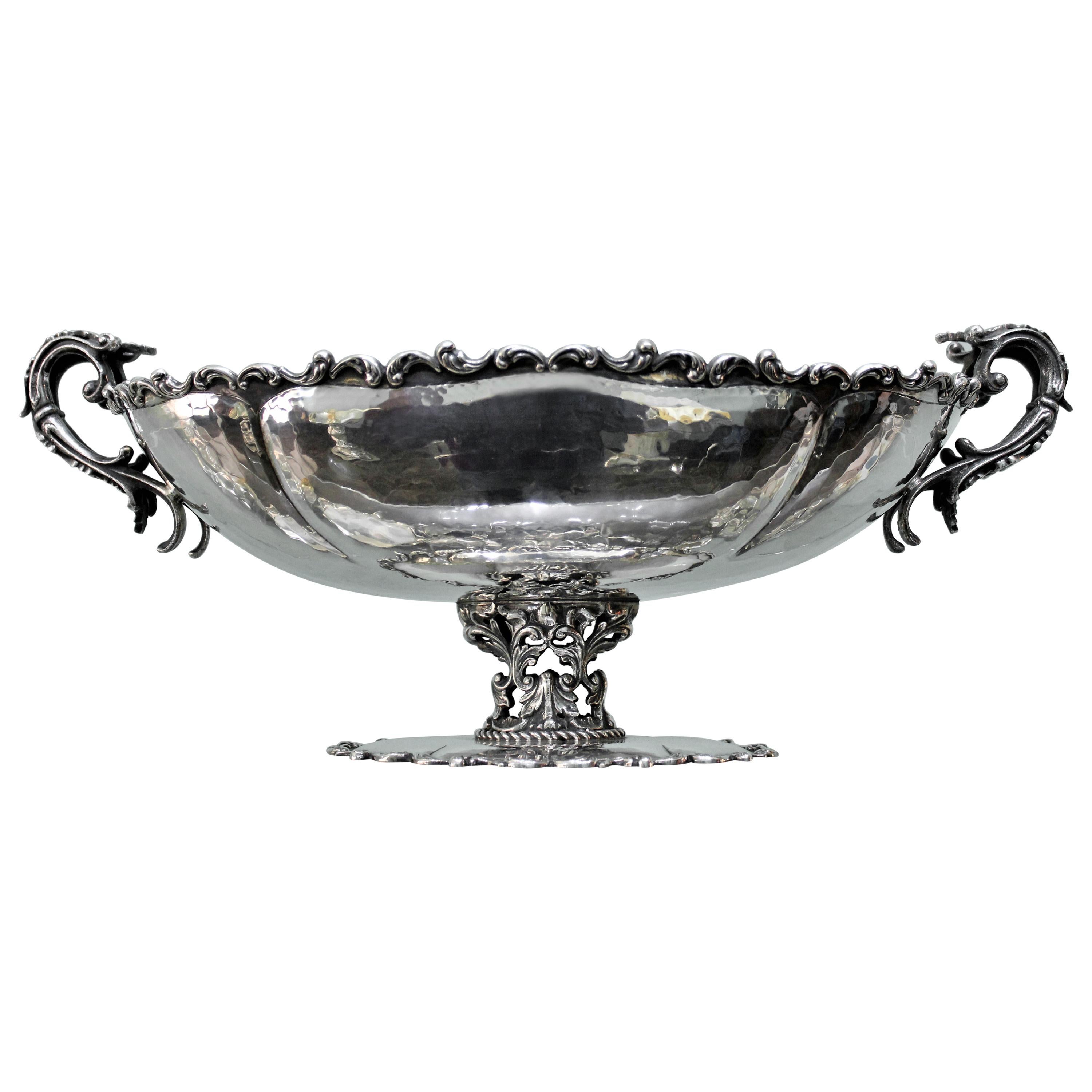 Francesco Di Fede 20th Century Italian Silver Embossed Centrepiece, 1950s For Sale