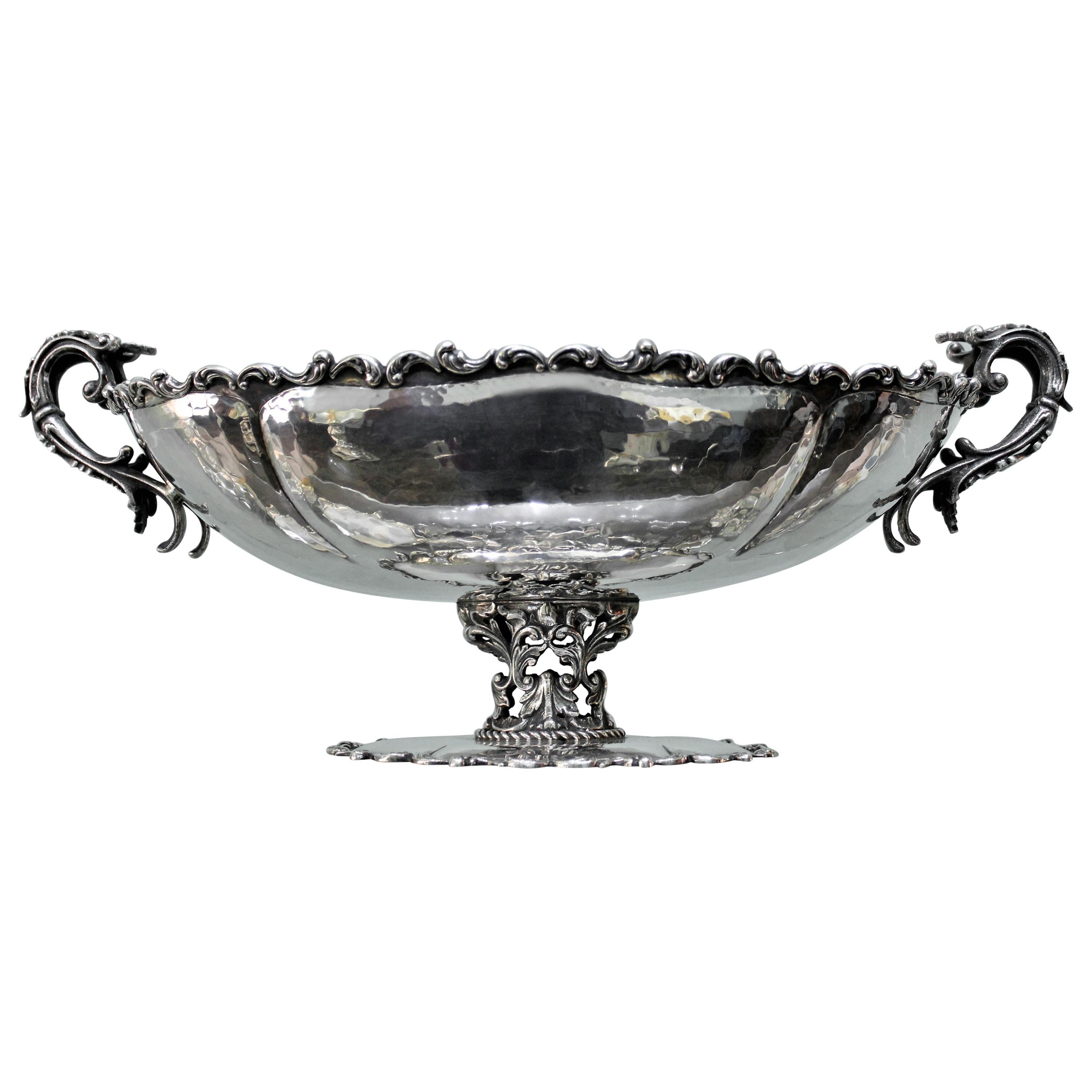 Francesco Di Fede 20th Century Italian Silver Embossed Centrepiece, 1950s For Sale