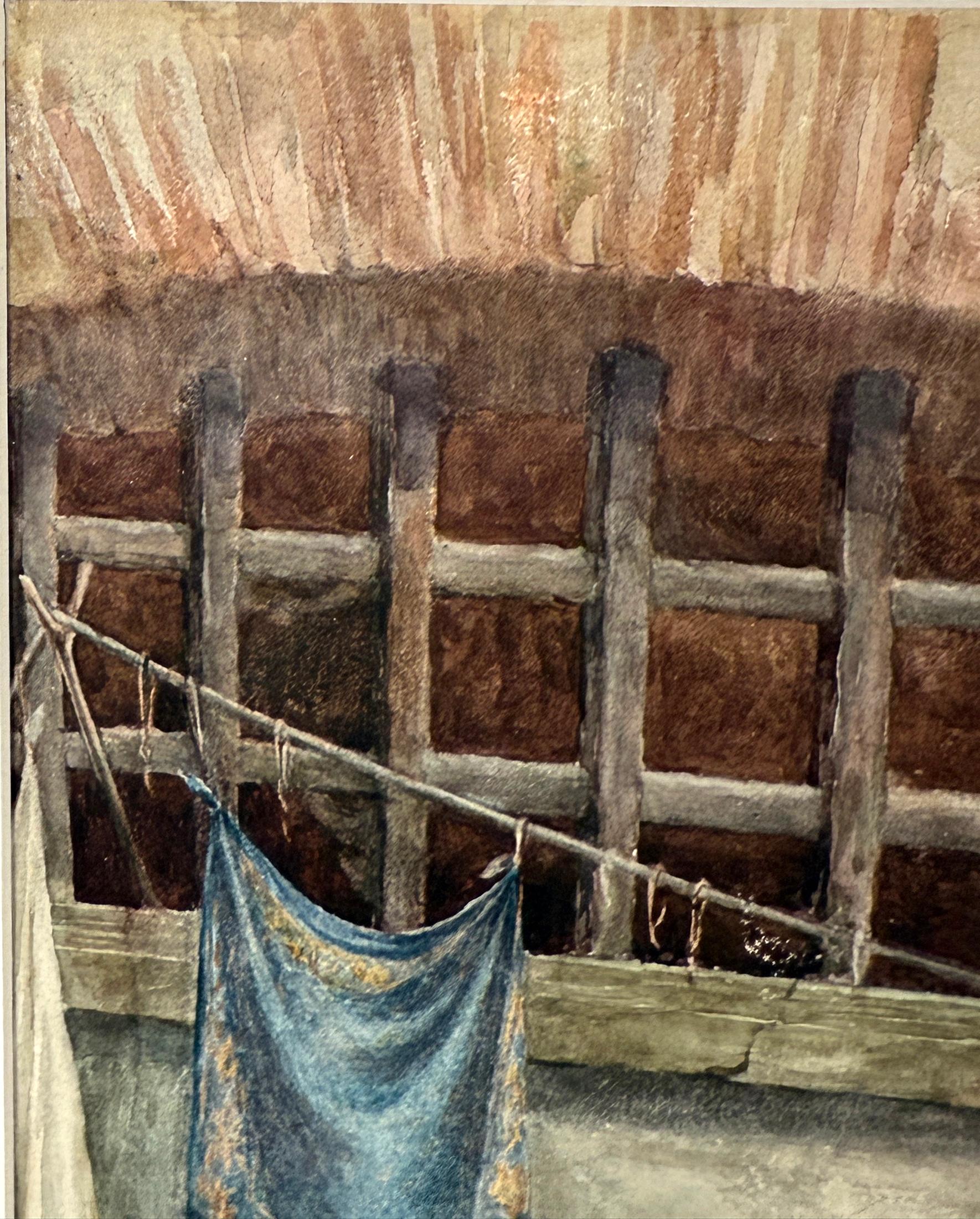 Giovane donna che vende verdure Roma Francesco Ferraresi Acquerello originale in vendita 5