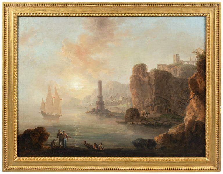 Francesco Fidanza 18th century Italian landscape painting Port view