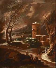 Winter Landscape Foschi Paint 18th CEntury Paint Oil on canvas Old master Italy