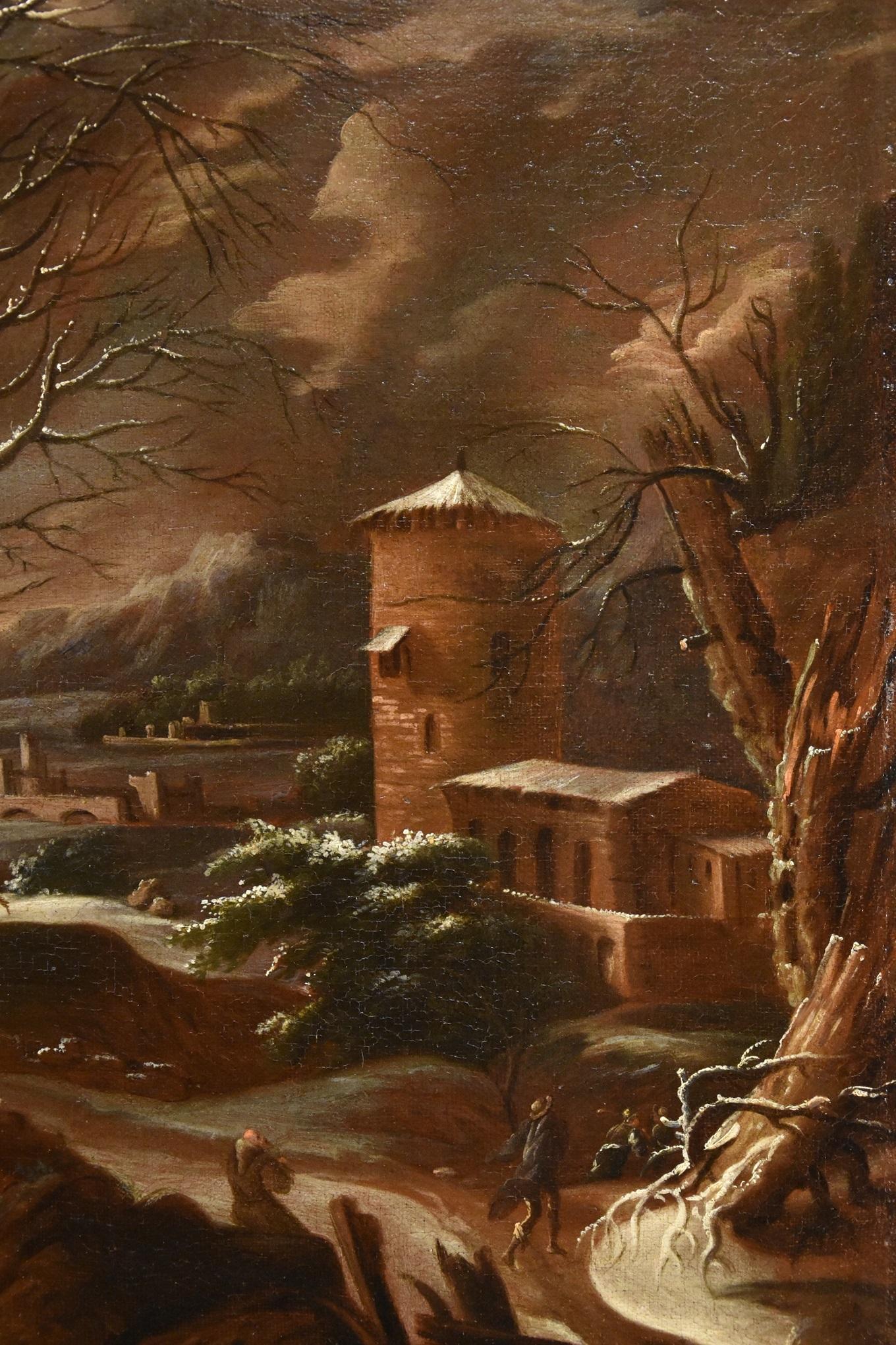 Francesco Foschi (Ancône, 1710 - Rome, 1780) Attribuable
Paysage d'hiver

Huile sur toile
76 x 63 cm. - Dans un cadre 87 x 75 cm.

Les éléments de composition et de style de cet agréable paysage enneigé nous permettent d'en attribuer la paternité au