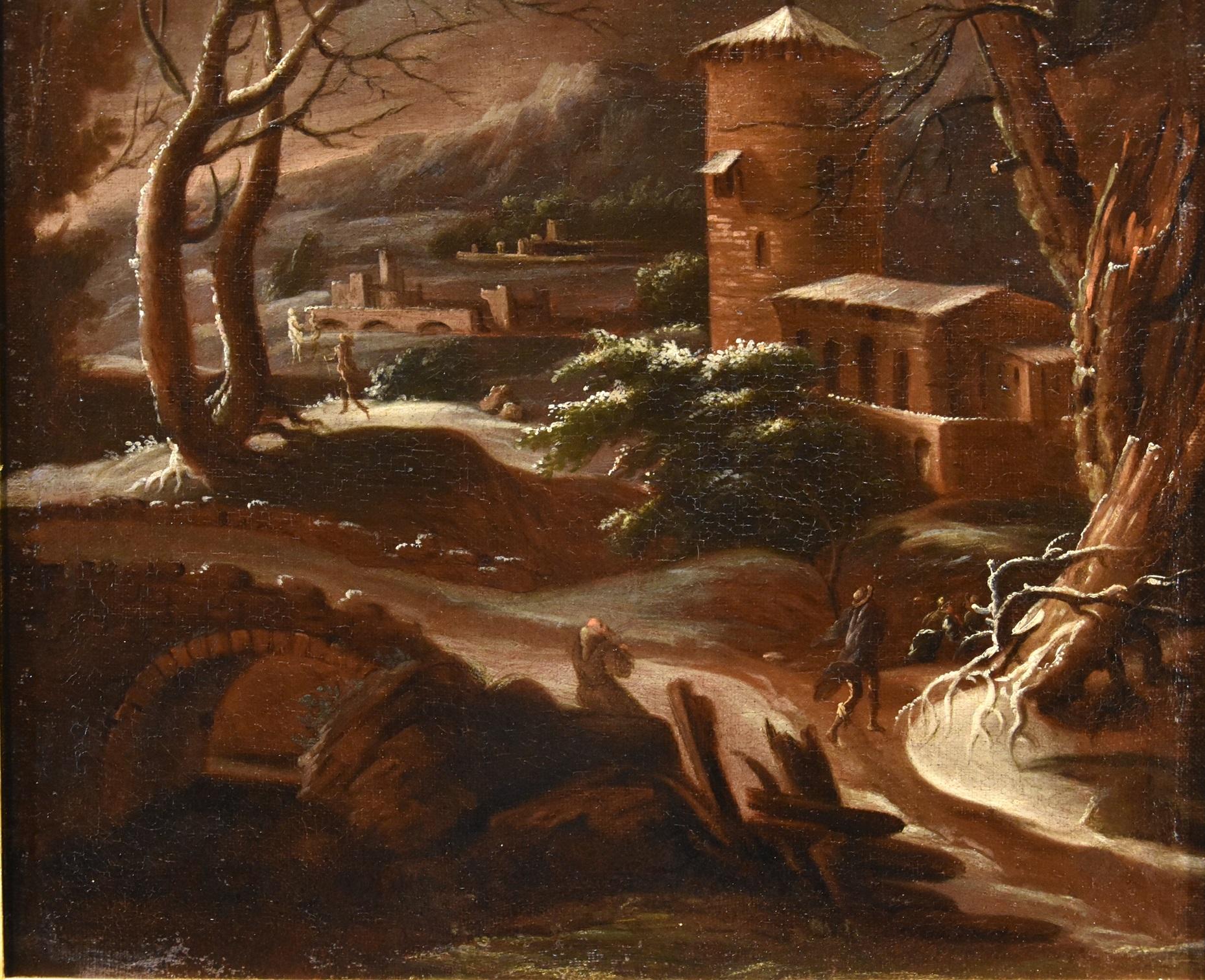 Winterlandschaft, Foschi, Gemälde, 18. Jahrhundert, CEntury, Öl auf Leinwand, Alter Meister, Italien im Angebot 3
