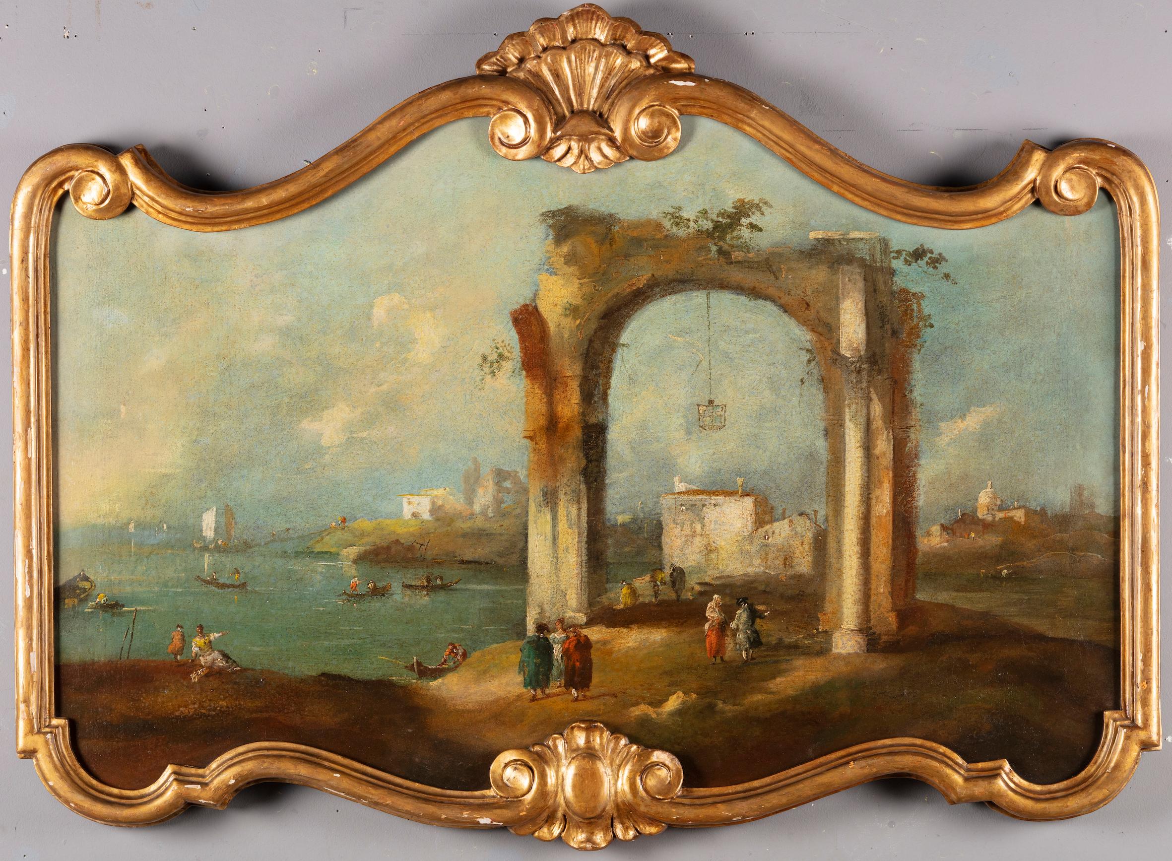 Francesco Guardi Landscape Painting - Architecture on a Mediterranean Coast