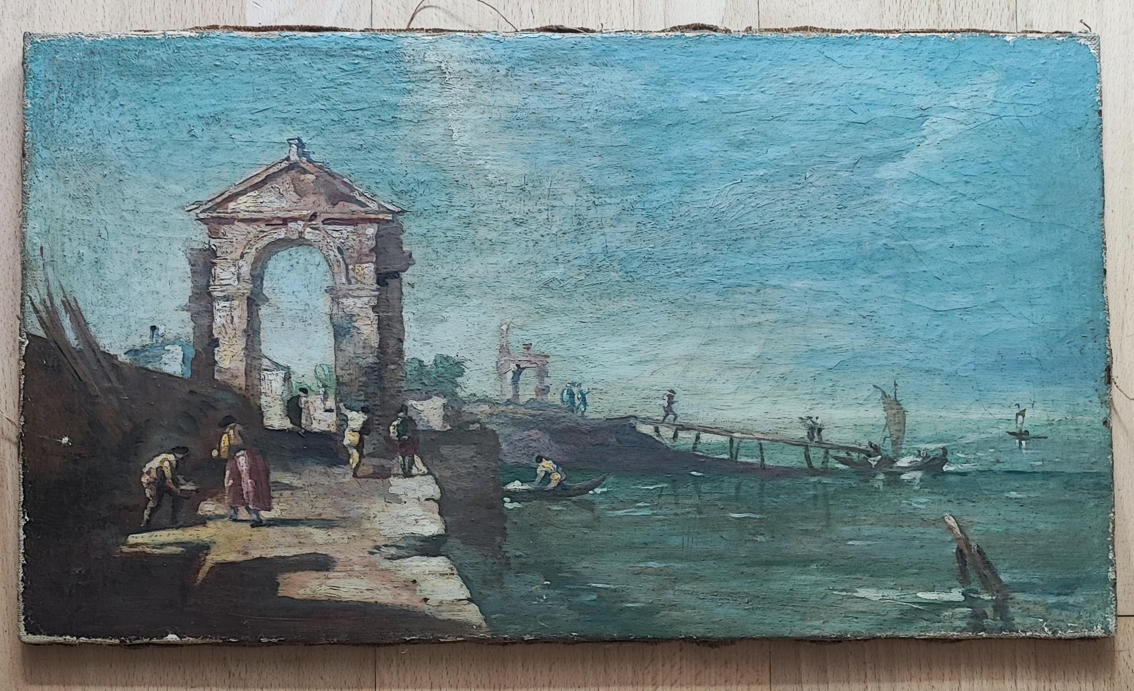Capriccio by the Lagoon, Venice - Painting by Francesco Guardi