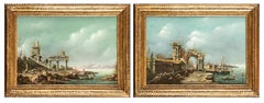 Pair Of Landscape Paintings View of Venice Capricci Circle of Francesco Guardi