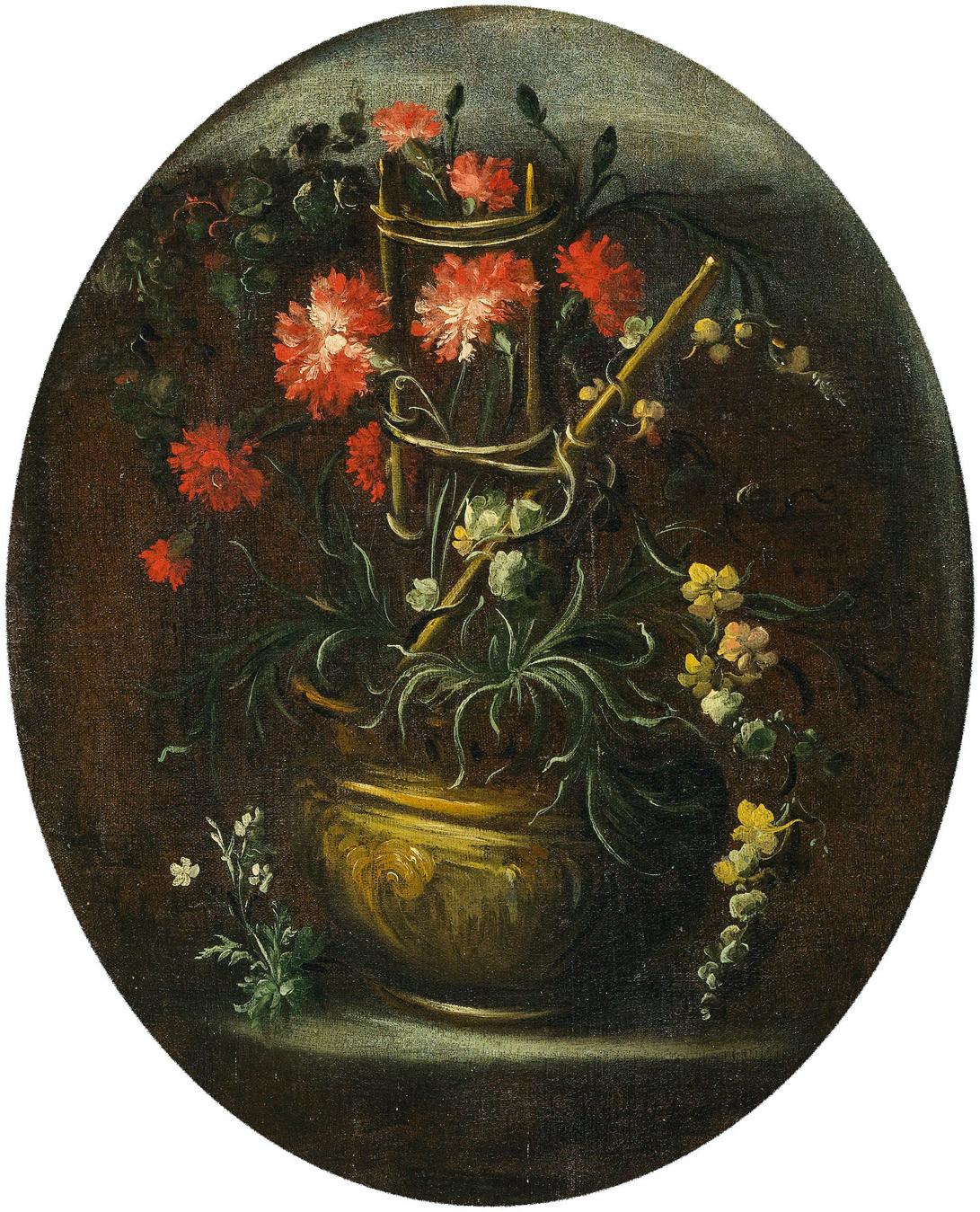 Stillleben Triptychon - Öl auf Leinwand, Hrsg. F. Guardi, Ende des 18. Jahrhunderts (Schwarz), Still-Life Painting, von Francesco Guardi