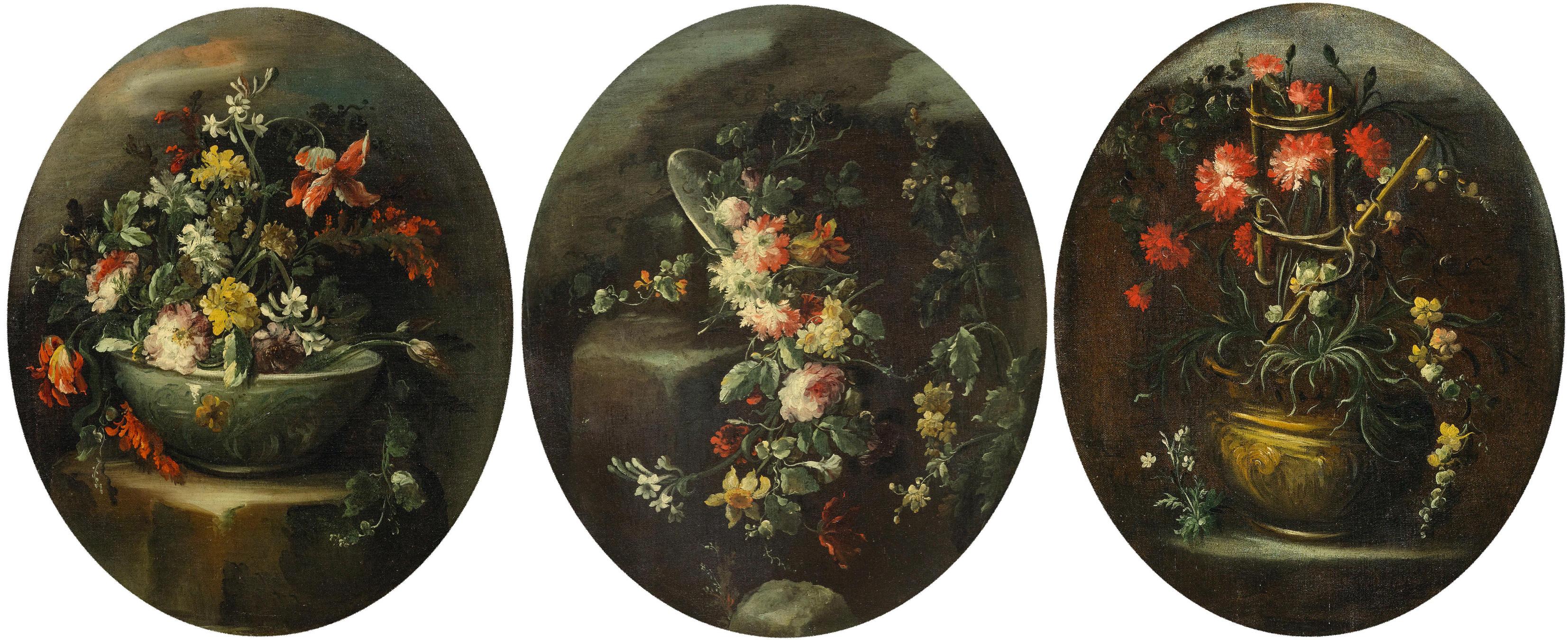 Still-Life Painting di Francesco Guardi - Trittico di nature morte - Olio su tela attribuito a F. Guardi - Fine del XVIII secolo