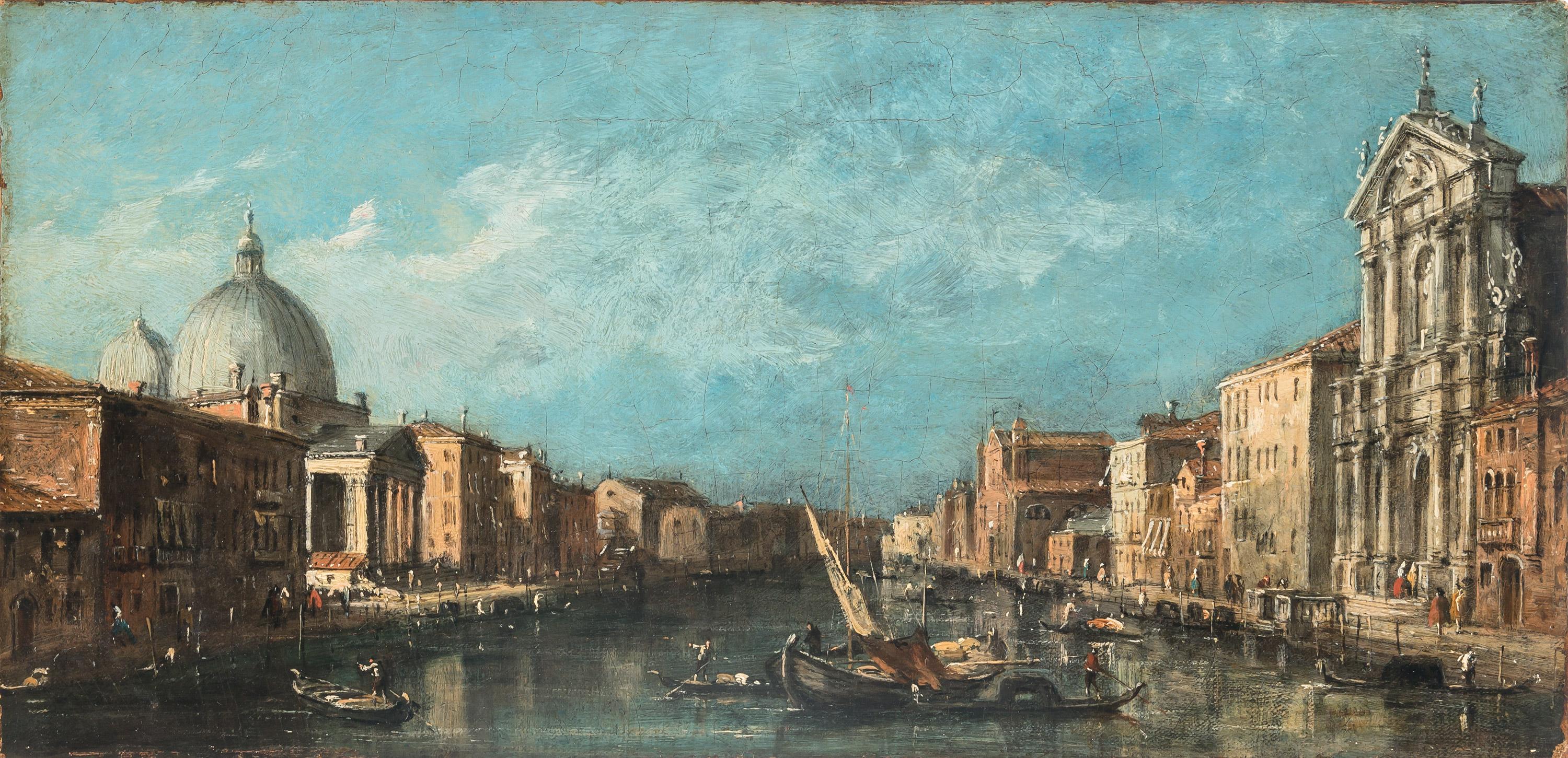 Francesco Guardi Figurative Painting - View of The Grand Canal With San Simeone Piccolo and San Geremia